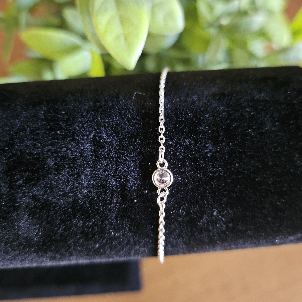 Ettika Solo CZ Stone, Silver Plated Braclet